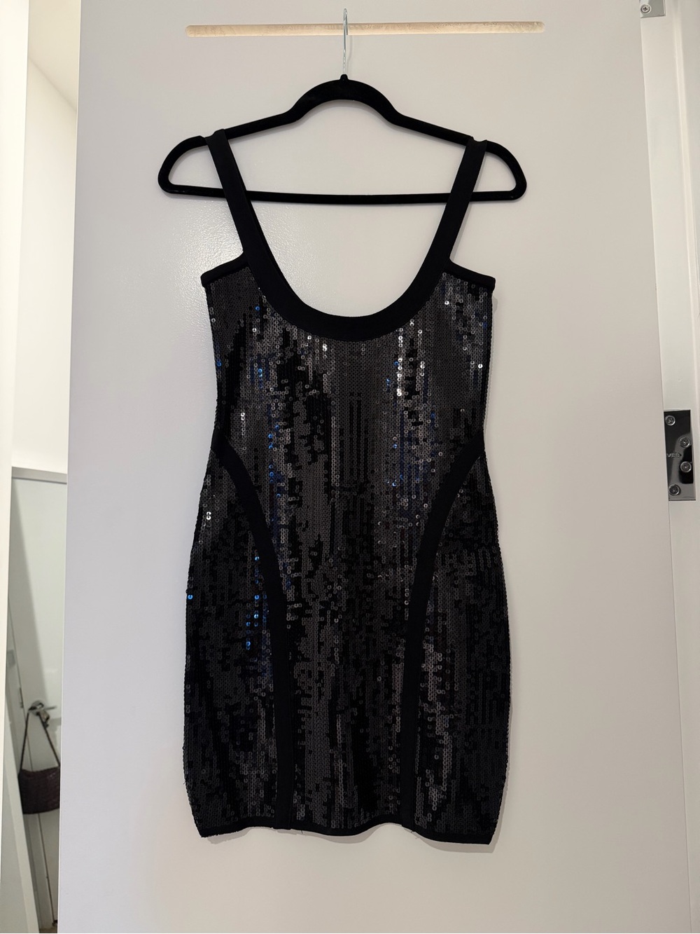 bebe Black Sequin Tank Mini Dress